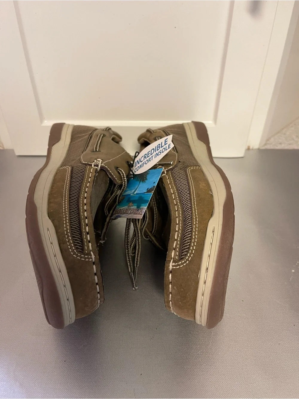 Margaritaville Soles of the Tropics Men's  Brown Leather Boat Shoes  Sz 11.5